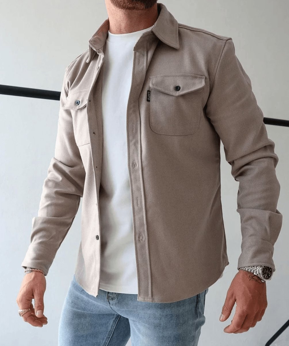 Men's Slim-Fit Overshirt Jacket Dual Chest Pocket Shacket - view 2