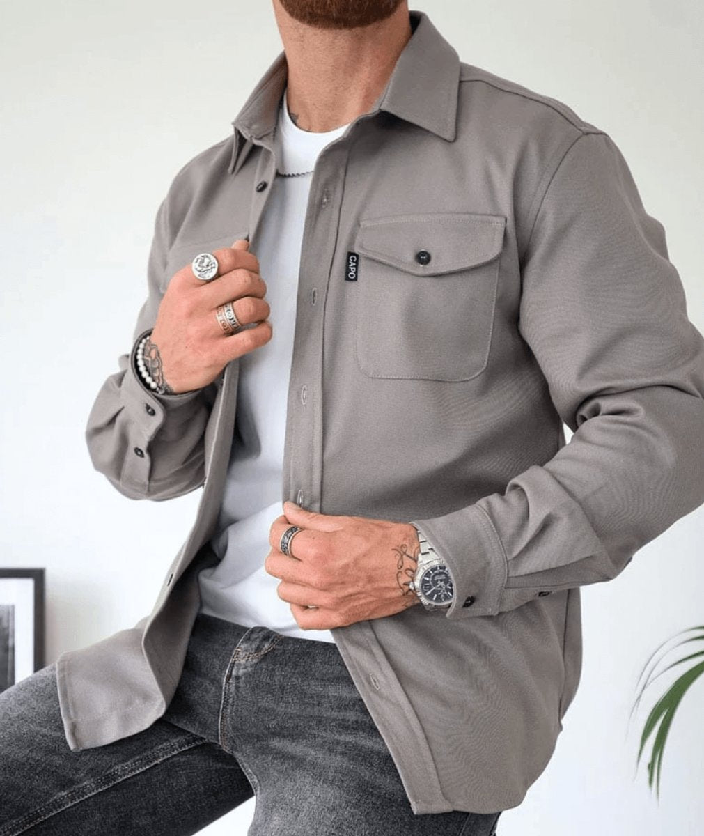 Men's Slim-Fit Overshirt Jacket Dual Chest Pocket Shacket - view 4