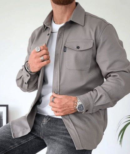 Men's Slim-Fit Overshirt Jacket Dual Chest Pocket Shacket - view 4