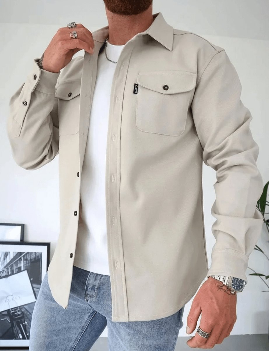 Men's Slim-Fit Overshirt Jacket Dual Chest Pocket Shacket - view 5