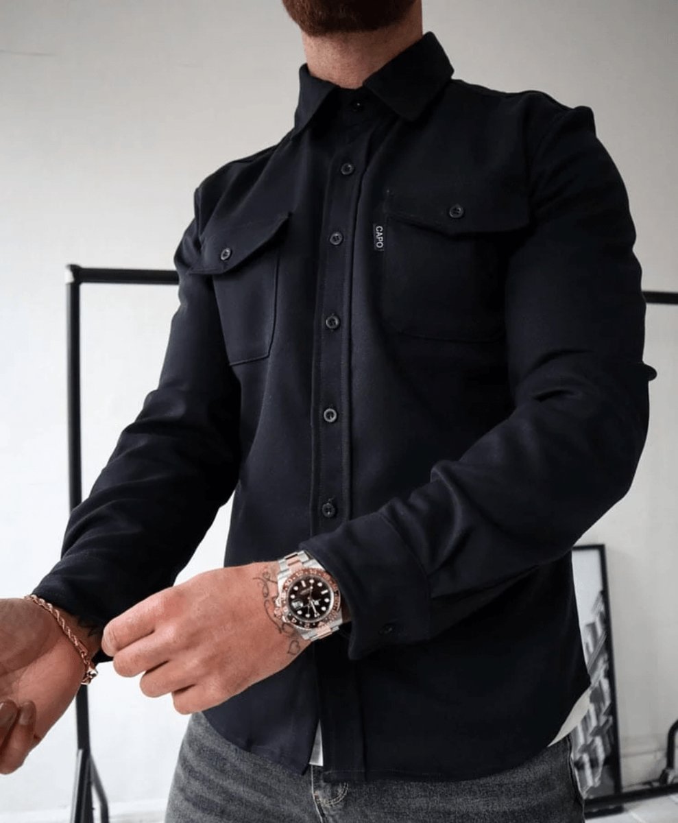 Men's Slim-Fit Overshirt Jacket Dual Chest Pocket Shacket - view 6