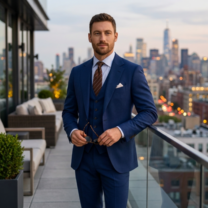 Men's Three-Piece Suit with Blazer Waistcoat and Trousers - view 2