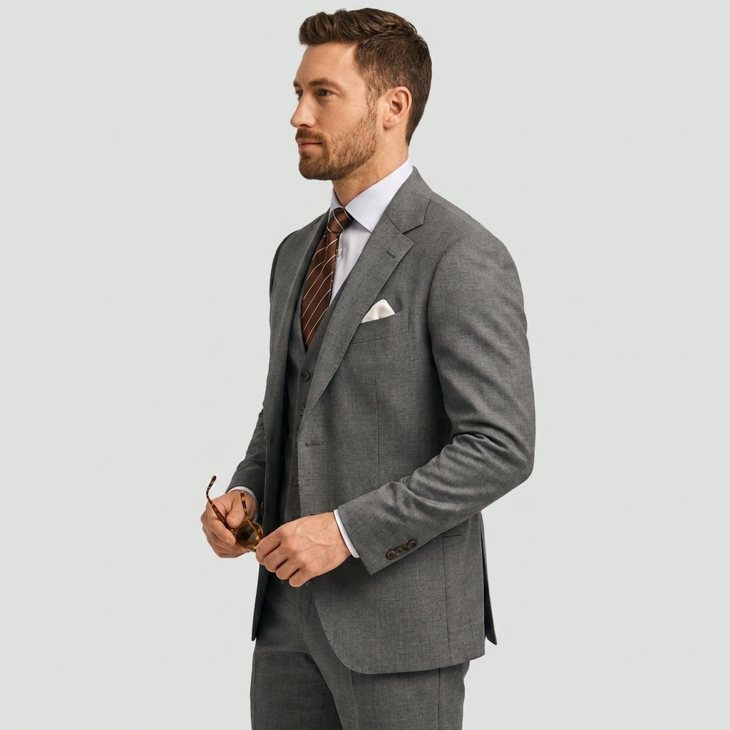 Men's Three-Piece Suit with Blazer Waistcoat and Trousers - view 9
