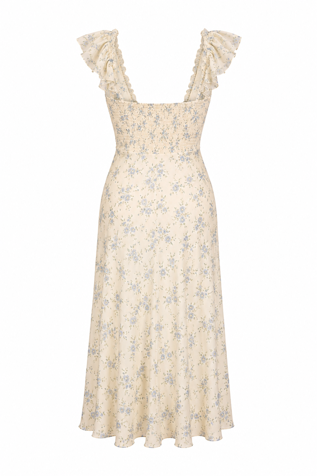 Velstine | Women's Floral V-Neck Midi Dress - Cream