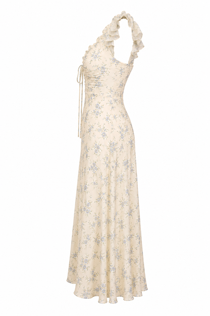 Velstine | Women's Floral V-Neck Midi Dress - Cream