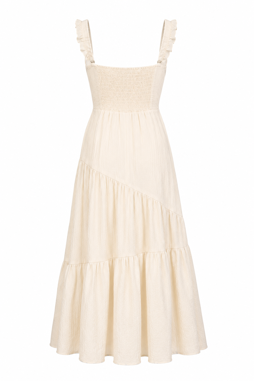 Velstine | Women's Ruched Square Neck Maxi Dress - Cream