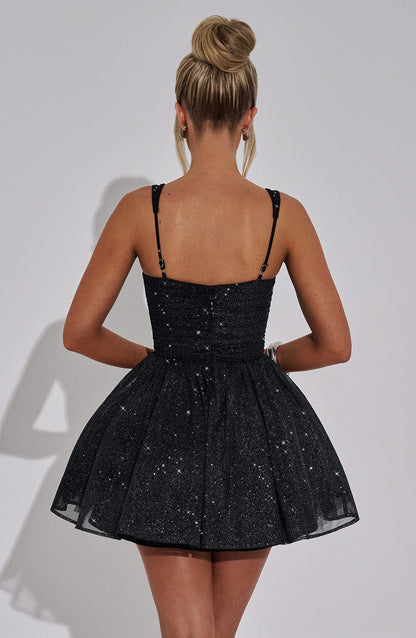 Molly Mini Dress - Black Sparkle