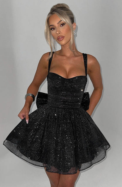 Molly Mini Dress - Black Sparkle
