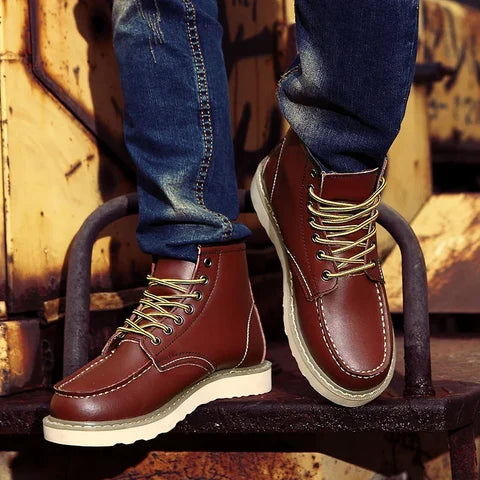 Retro fur-lined ankle boots, side view