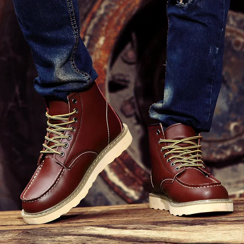 Retro fur-lined ankle boots, angled view