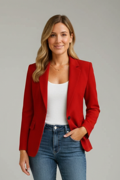 Women's Blazer with Notched Lapel and Single Button - view 2