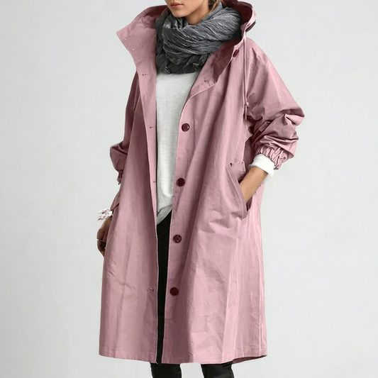 Women's Button-Front Hooded Raincoat with Elasticated Cuffs - view 1