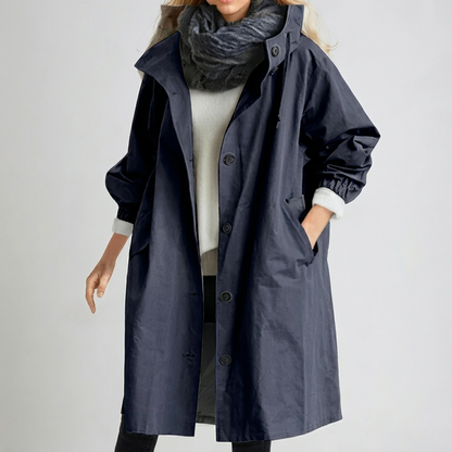 Women's Button-Front Hooded Raincoat with Elasticated Cuffs - view 6
