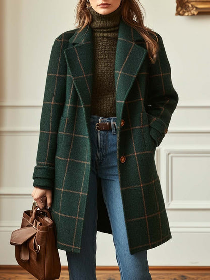 Women's Classic Plaid Wool Coat - view 1
