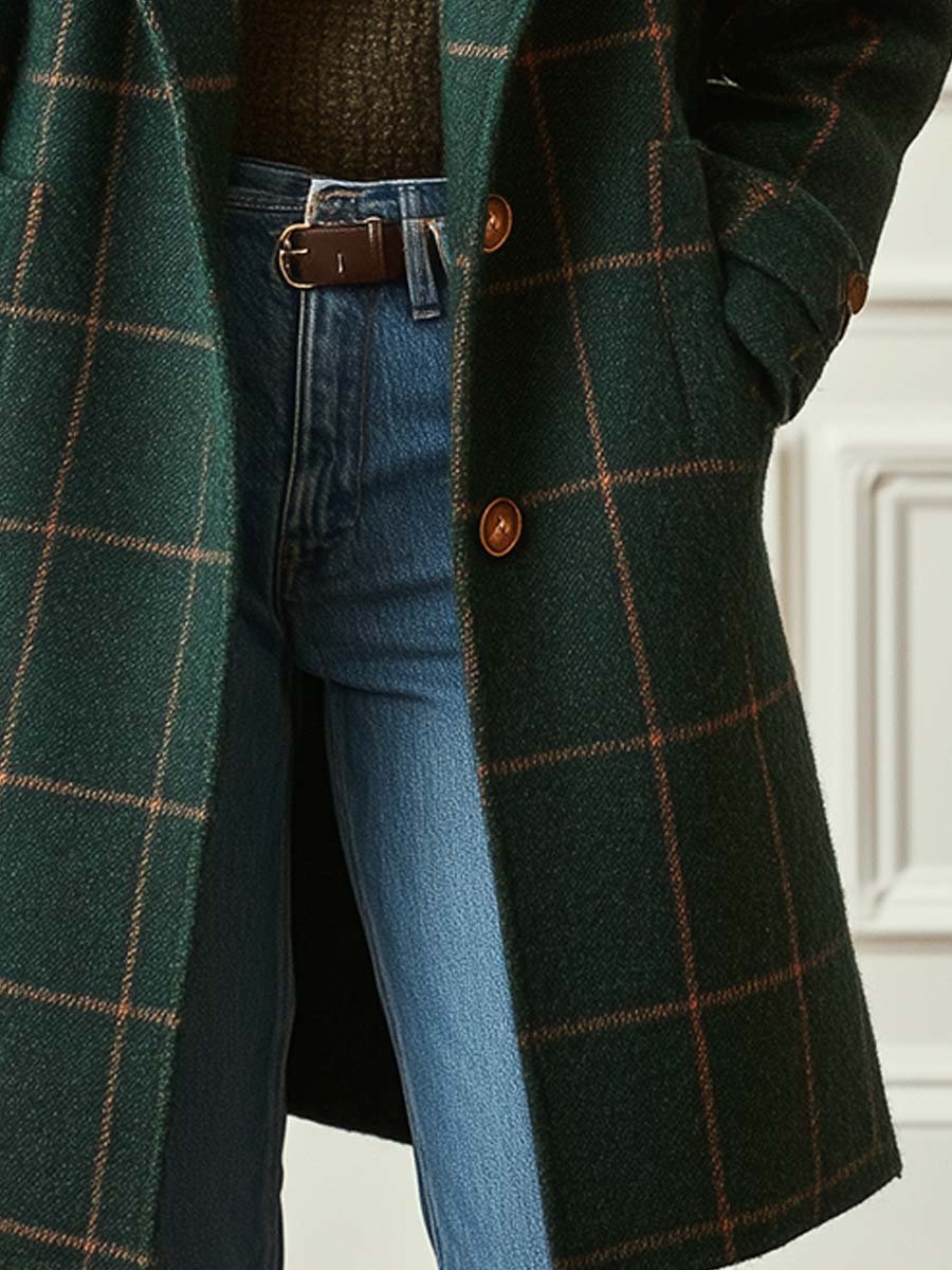 Women's Classic Plaid Wool Coat - view 4
