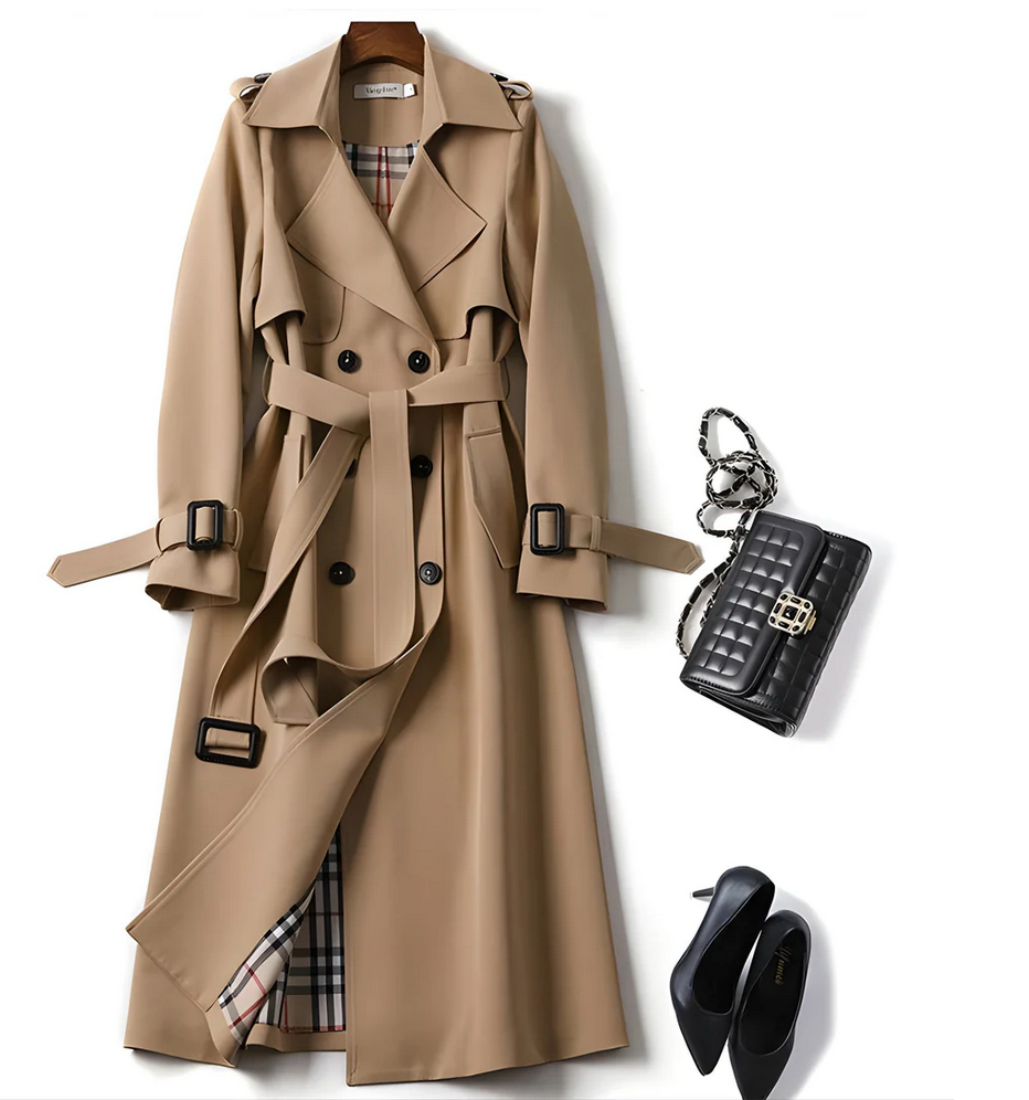 Women's Classic Trench Coat with Belted Waist - view 1