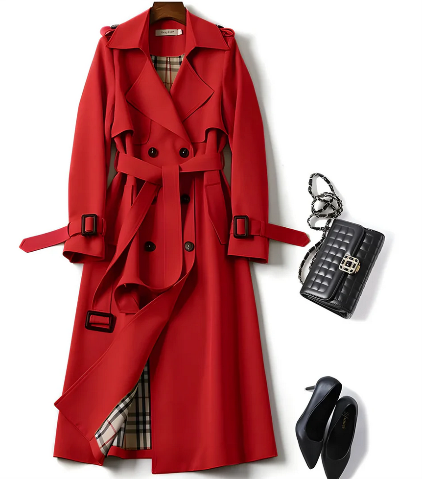Women's Classic Trench Coat with Belted Waist - view 3