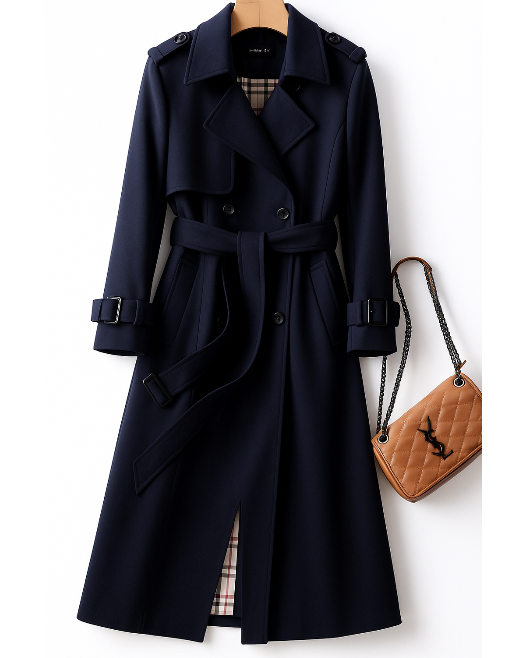 Women's Classic Trench Coat with Belted Waist - view 4