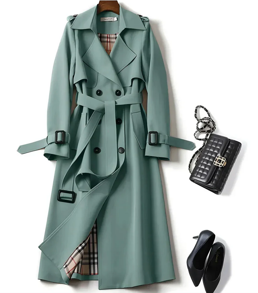 Women's Classic Trench Coat with Belted Waist - view 6