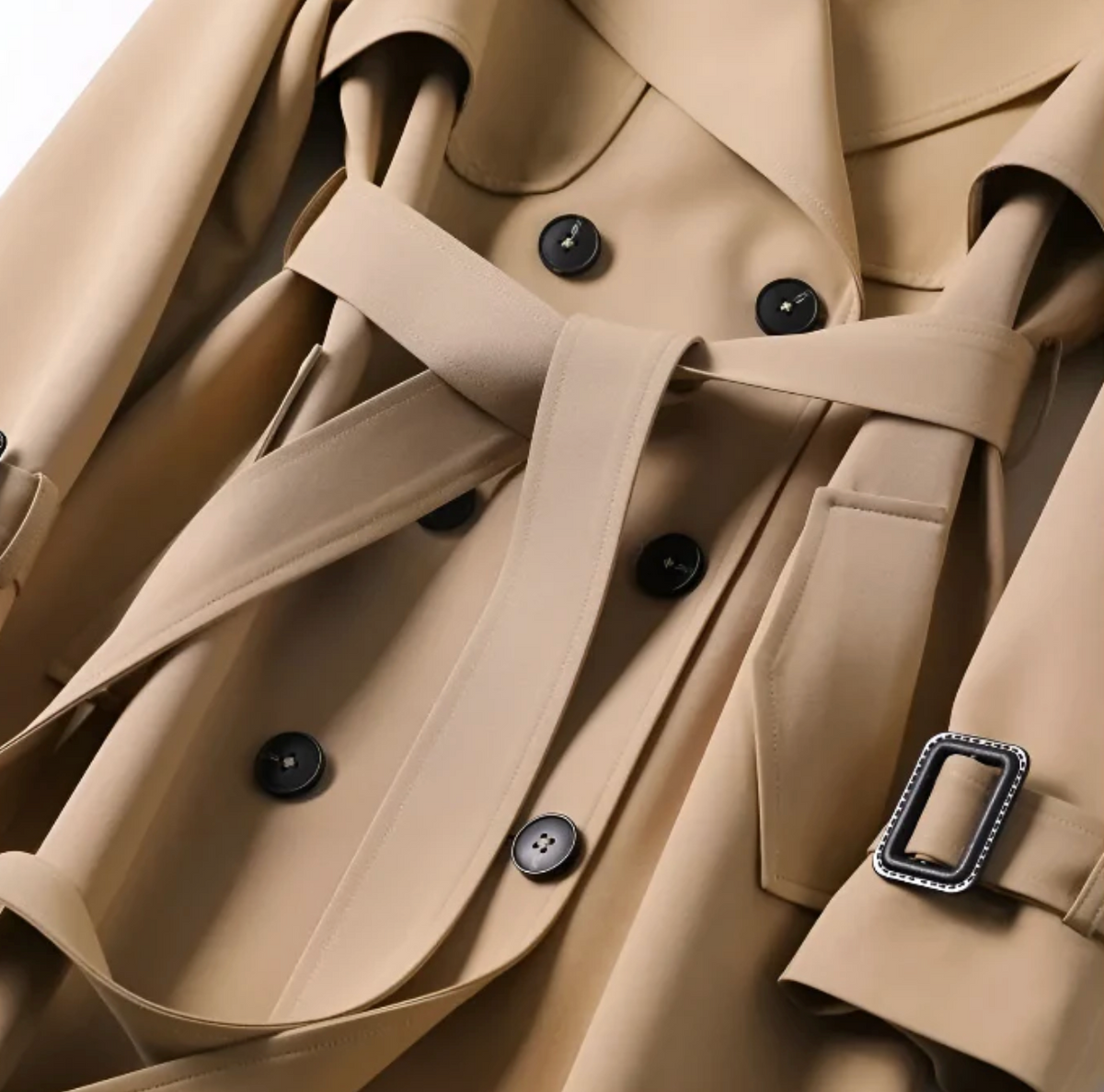 Women's Classic Trench Coat with Belted Waist - view 7