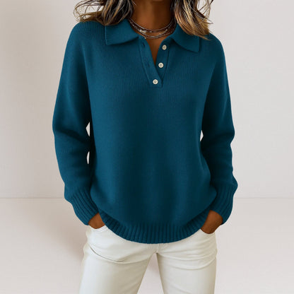 Women's Collared Polo Jumper with Button Placket - view 2