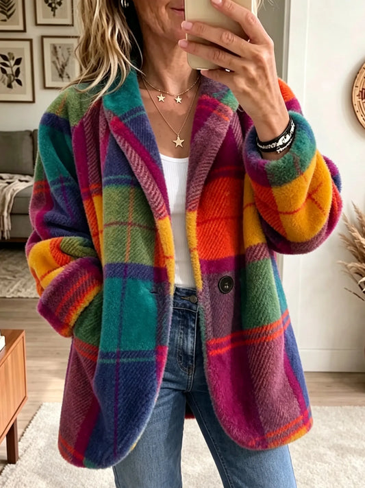 Women's Cozy Plaid Jacket - view 1