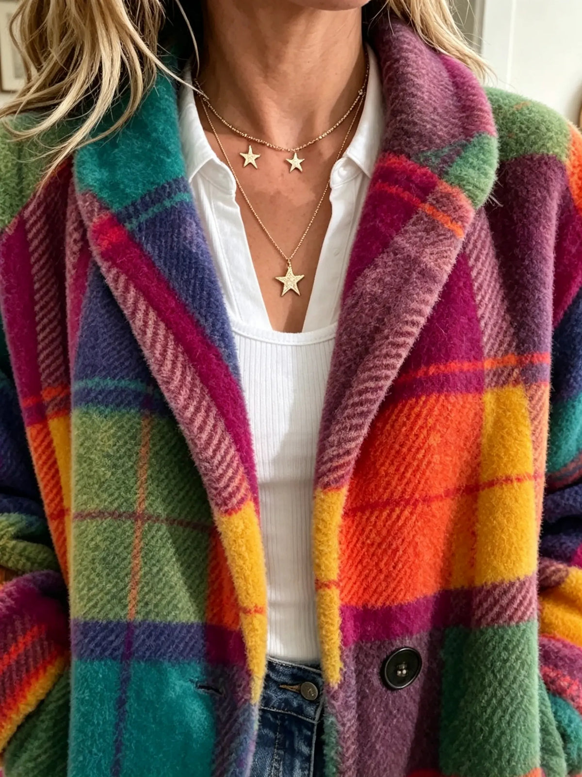 Women's Cozy Plaid Jacket - view 4