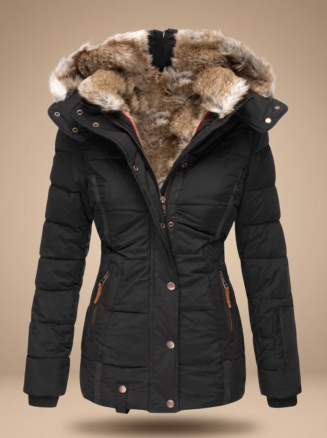 Women's Faux-Fur Hooded Quilted Puffer Winter Coat - view 2