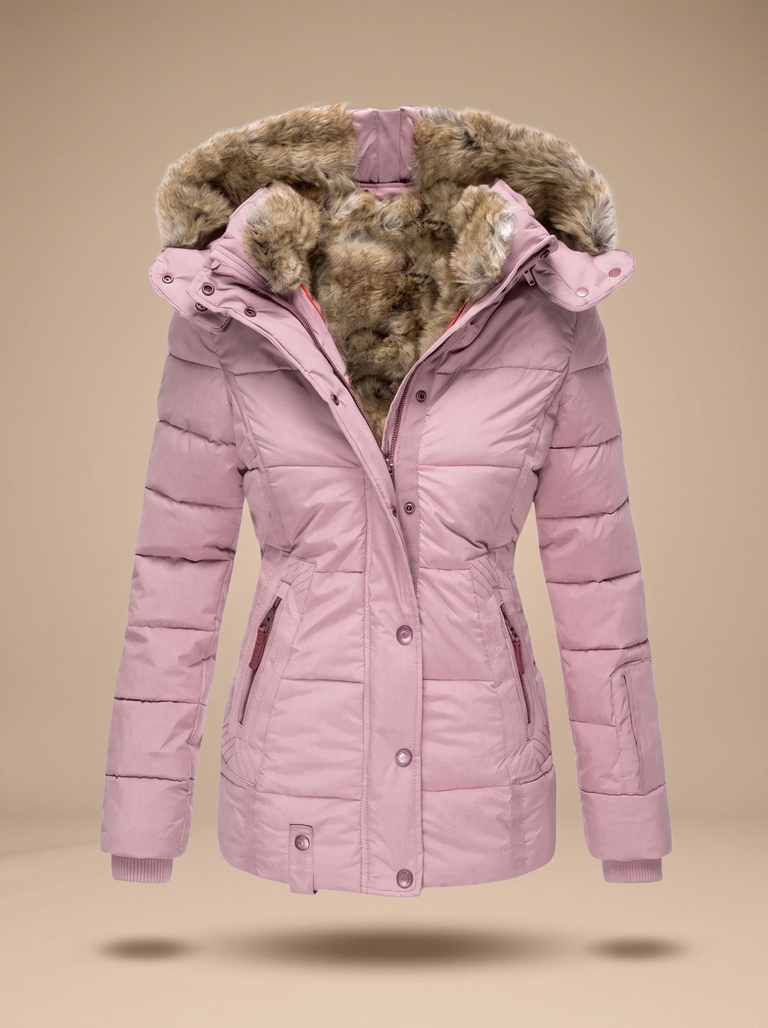 Women's Faux-Fur Hooded Quilted Puffer Winter Coat - view 3