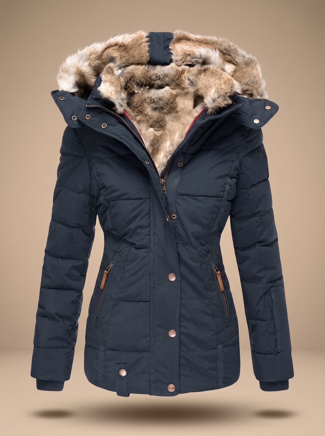 Women's Faux-Fur Hooded Quilted Puffer Winter Coat - view 4