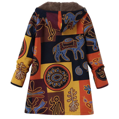 Women's Fleece-Lined Hooded Floral Coat Long-Sleeve Zip-Up - view 10
