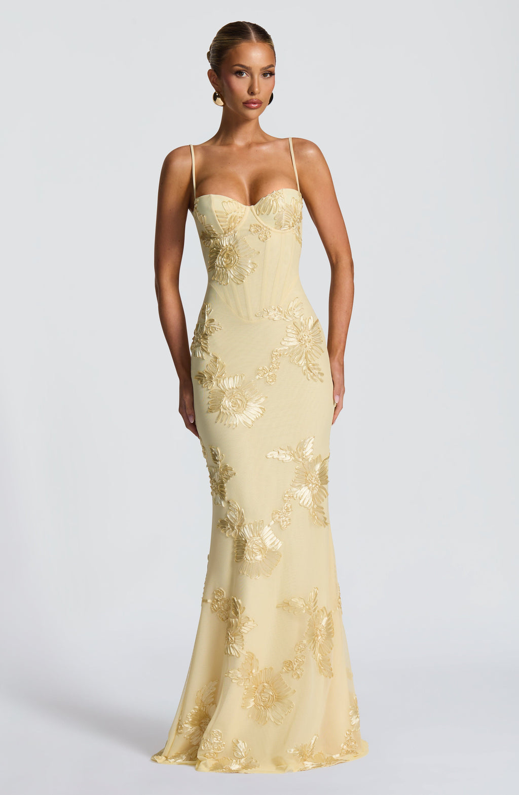 Women's Floral Corset Spaghetti Strap Maxi Wedding Guest Dress - view 1