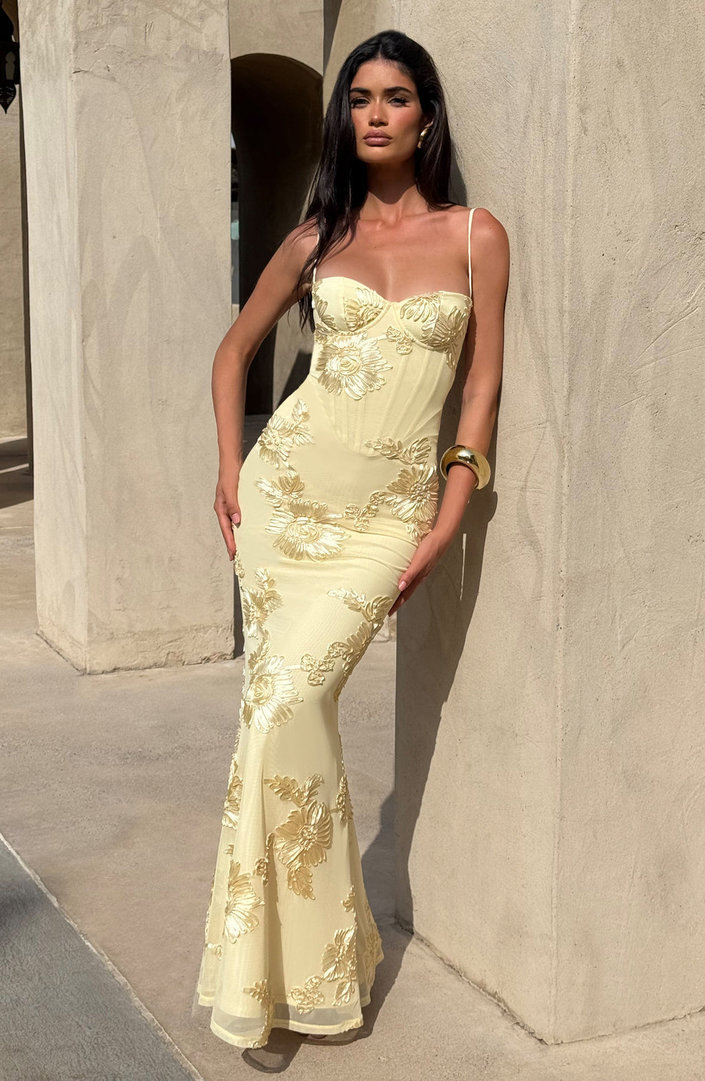 Women's Floral Corset Spaghetti Strap Maxi Wedding Guest Dress - view 10