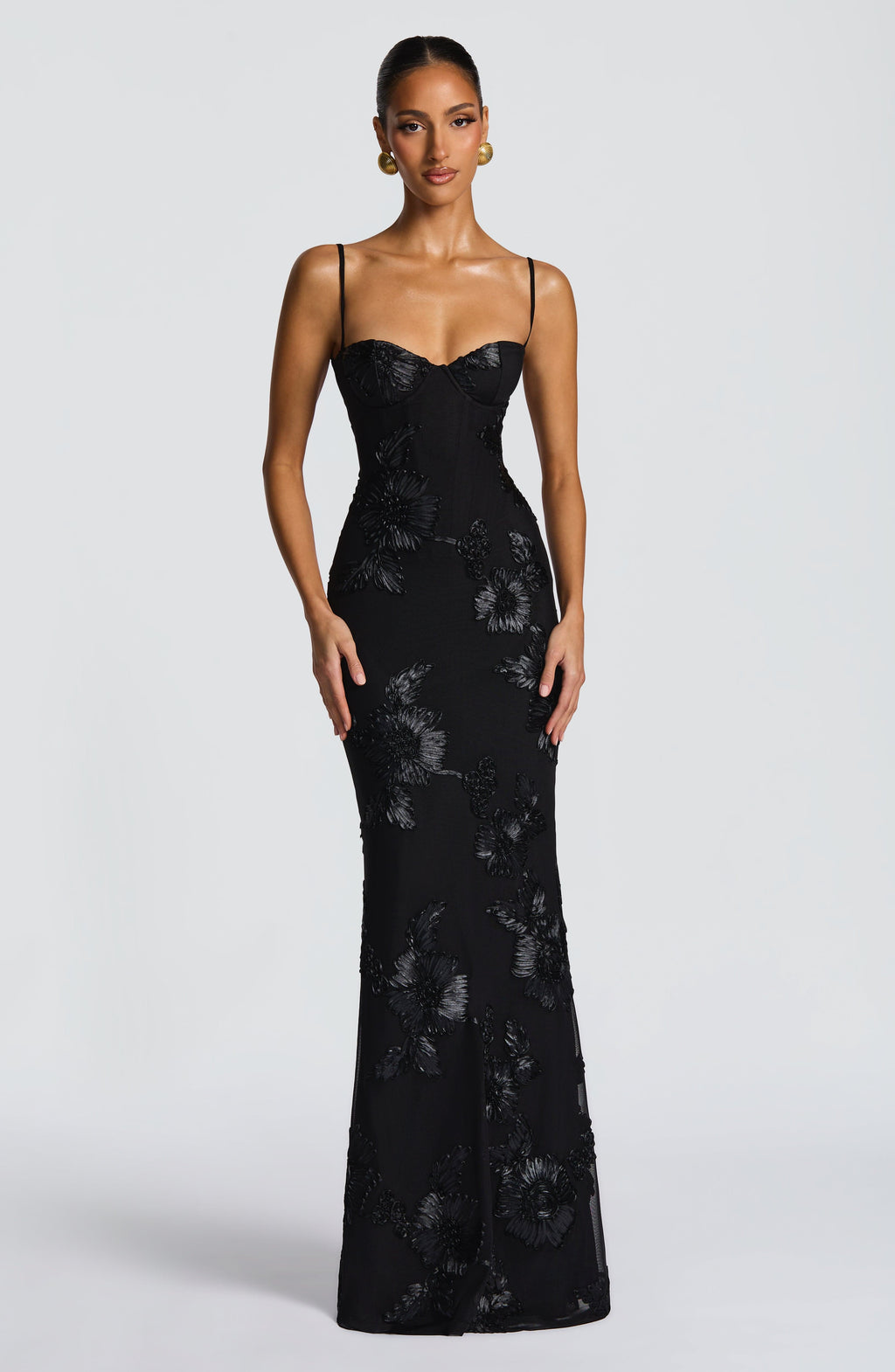 Women's Floral Corset Spaghetti Strap Maxi Wedding Guest Dress - view 2