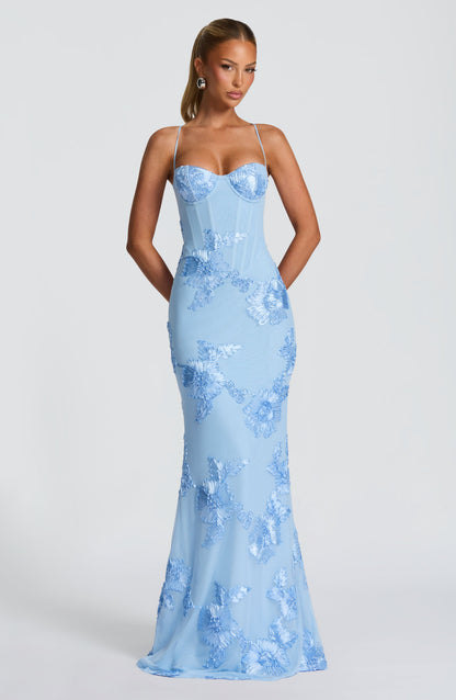 Women's Floral Corset Spaghetti Strap Maxi Wedding Guest Dress - view 3