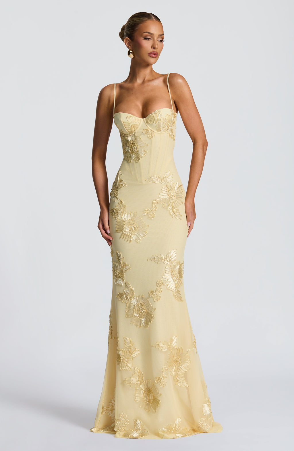 Women's Floral Corset Spaghetti Strap Maxi Wedding Guest Dress - view 6