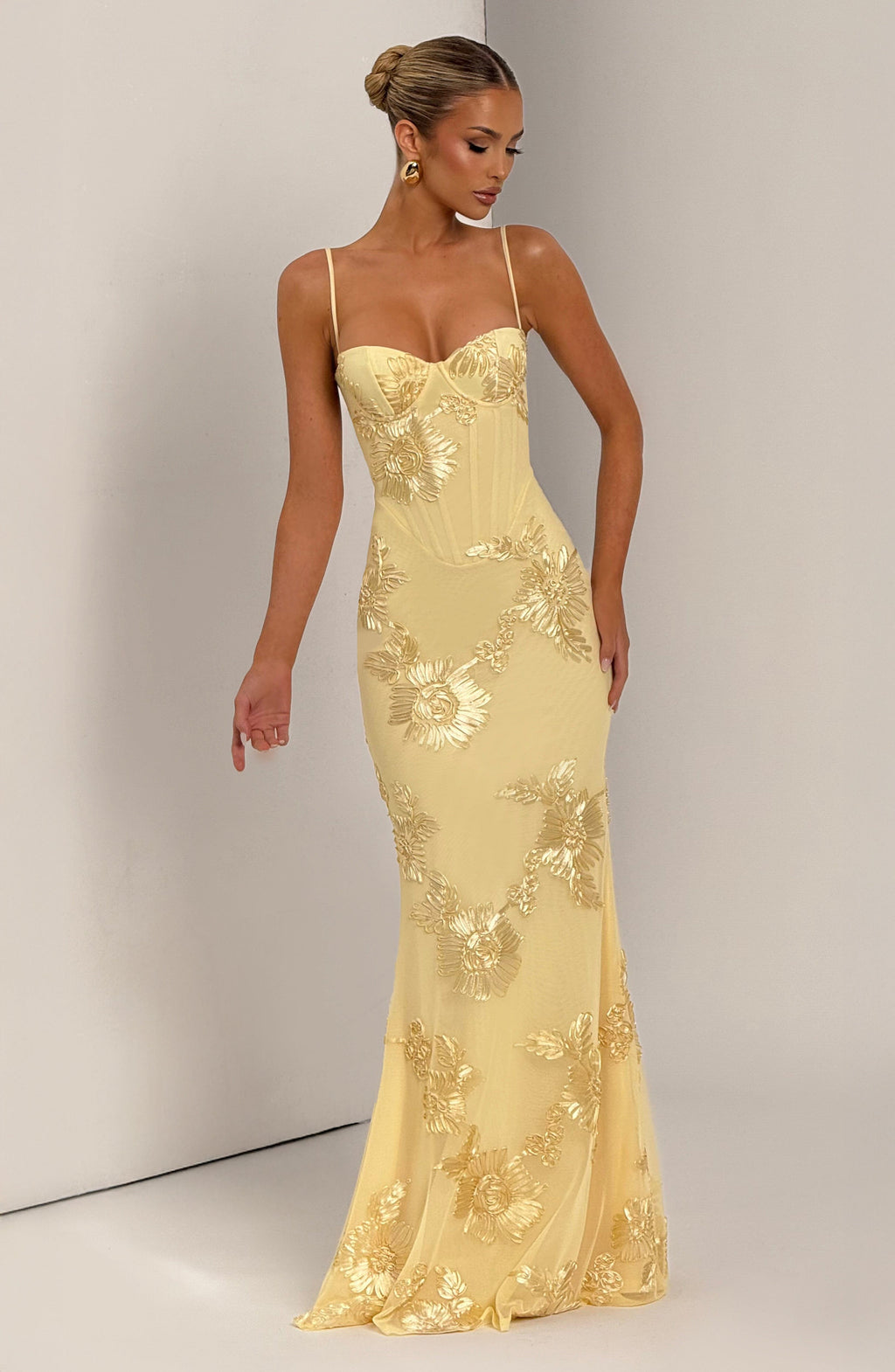 Women's Floral Corset Spaghetti Strap Maxi Wedding Guest Dress - view 9