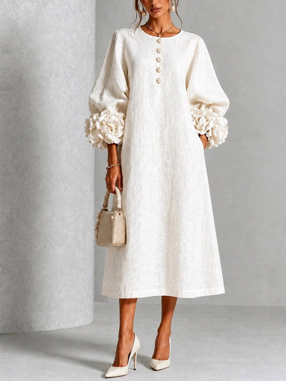 Women's Flower Detail Long Sleeve Midi Dress - view 5