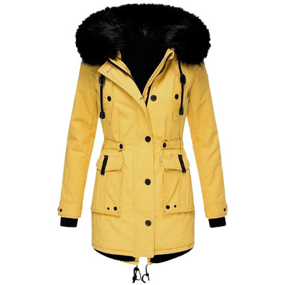 Women's Hooded Parka with Faux Fur Trim and Button Front - view 2