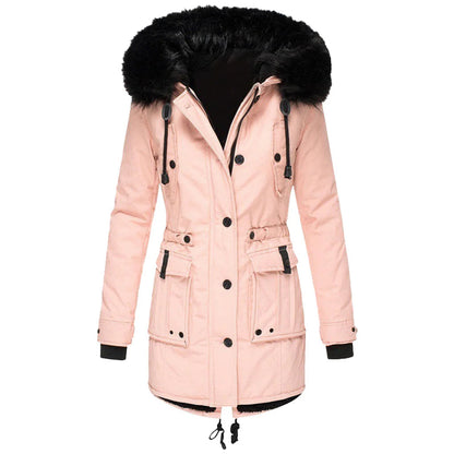 Women's Hooded Parka with Faux Fur Trim and Button Front - view 4