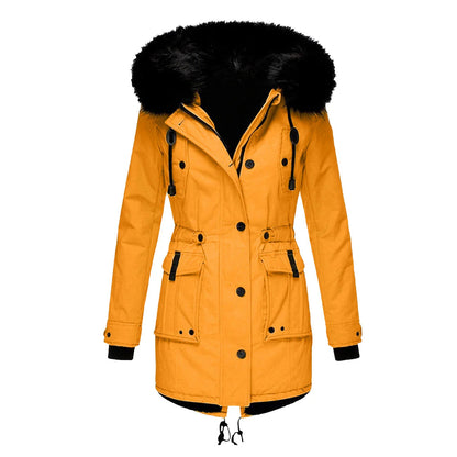 Women's Hooded Parka with Faux Fur Trim and Button Front - view 8