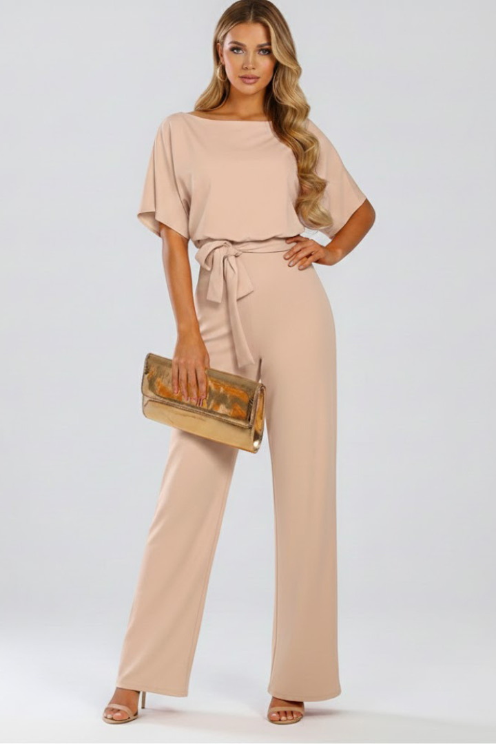 Women's Jumpsuit with Belt and Wide Legs - view 2