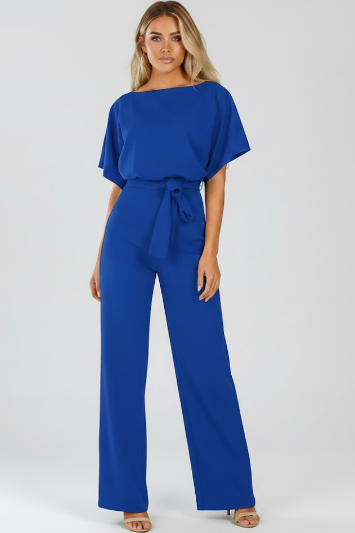 Women's Jumpsuit with Belt and Wide Legs - view 4