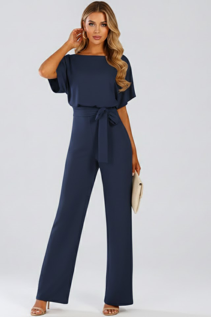 Women's Jumpsuit with Belt and Wide Legs - view 5