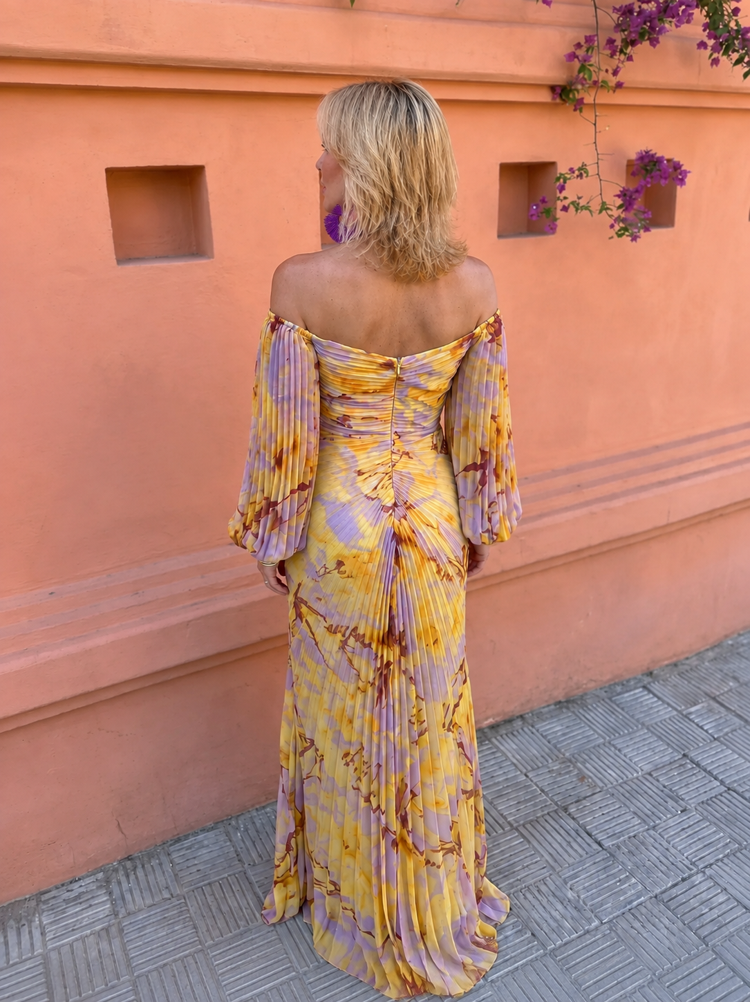 Women's Long Floral Dress with Deep Neckline - view 4