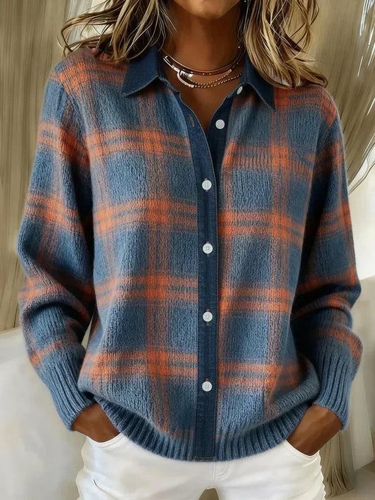 Women's longline button-front knit cardigan, front view