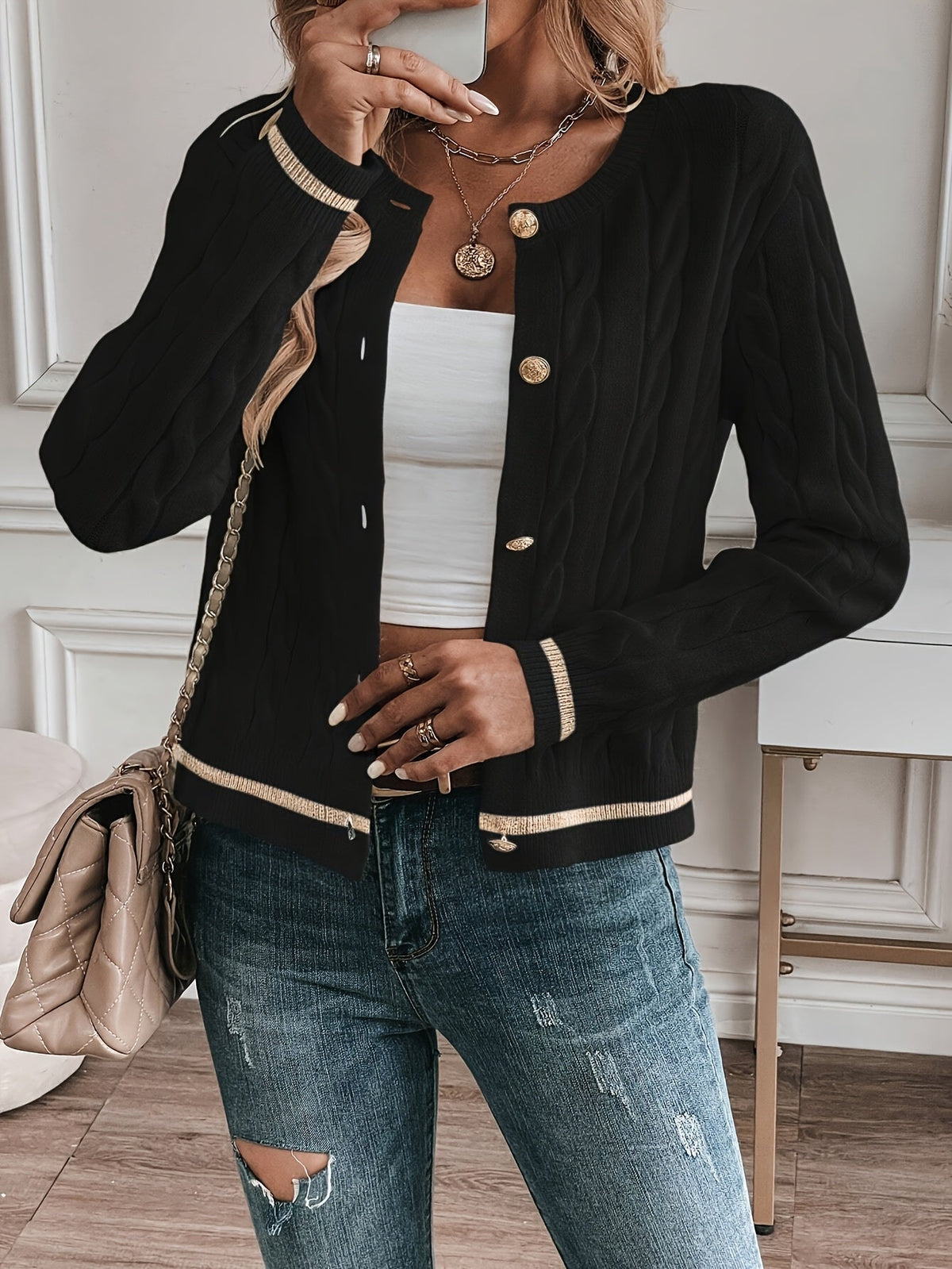 Women's Refined Cable-Knit Cardigan - view 3