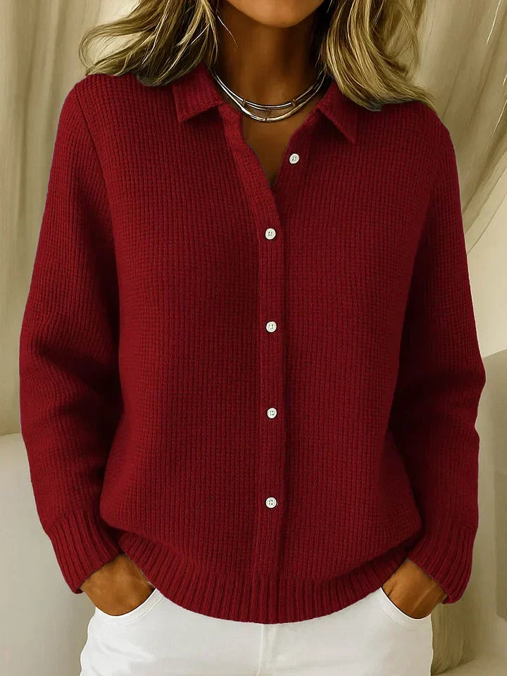 Women's ribbed longline button-front cardigan, fabric detail