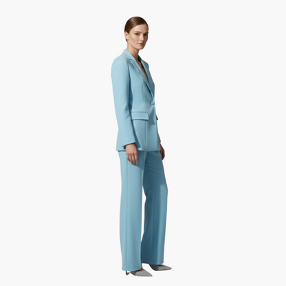 Women's Tailored Blazer Suit Set with Straight Leg Trousers - view 10
