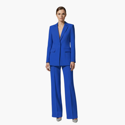 Women's Tailored Blazer Suit Set with Straight Leg Trousers - view 2